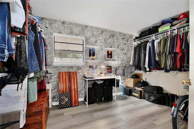 spacious closet featuring wood finished floors