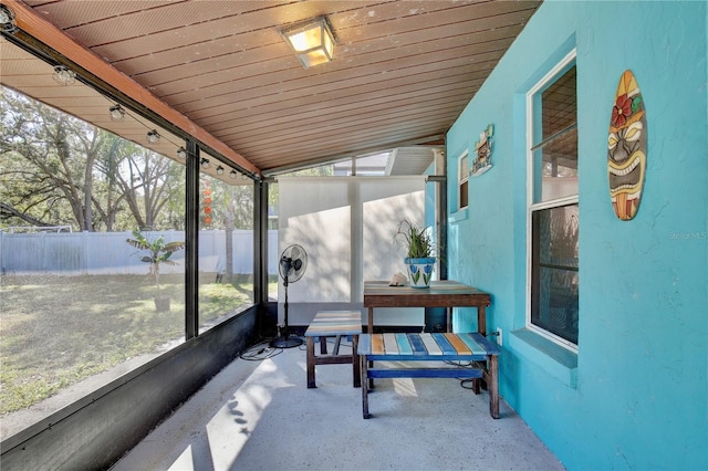 sunroom with track lighting