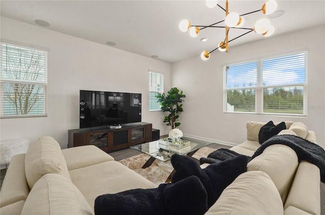 living room with hardwood / wood-style flooring