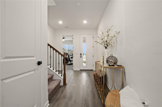 entrance foyer with hardwood / wood-style flooring