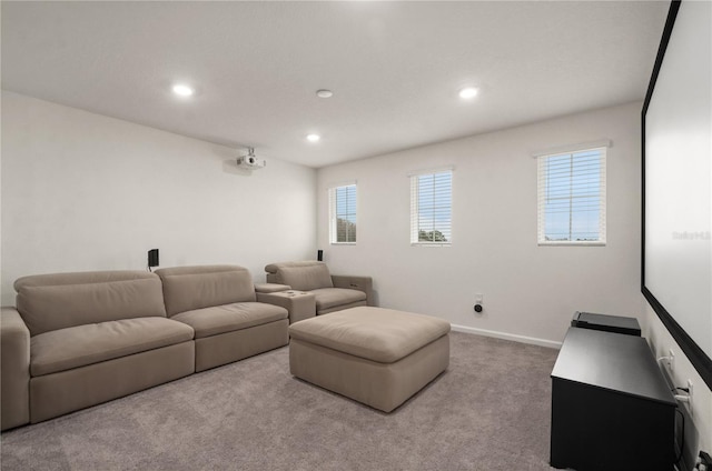 view of carpeted home theater room