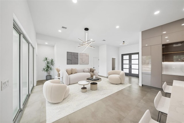 living room featuring french doors