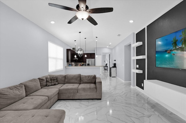 3337 Reedy Glen Dr, Kissimmee, FL 34758 - living room with lofted ceiling and ceiling fan