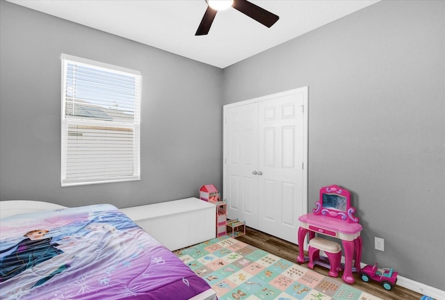 3337 Reedy Glen Dr, Kissimmee, FL 34758 - bedroom with hardwood / wood-style flooring and ceiling fan