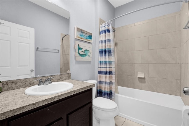 3337 Reedy Glen Dr, Kissimmee, FL 34758 - full bathroom with shower / tub combo with curtain, vanity, toilet, and tile patterned flooring
