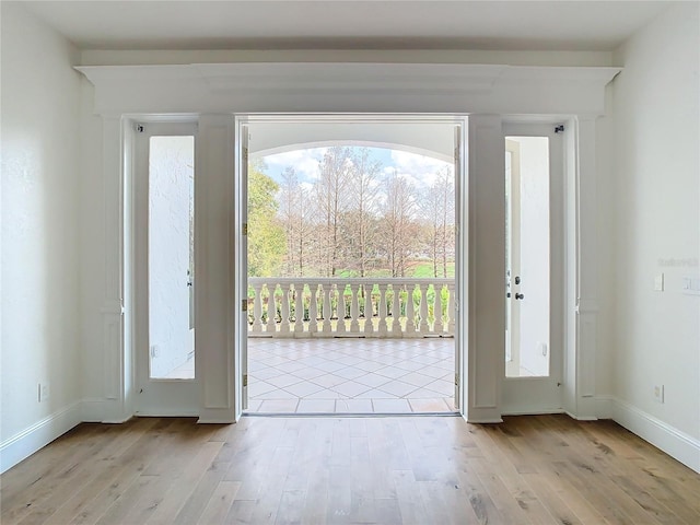 doorway featuring light wood-type flooring