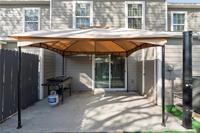 view of patio featuring a gazebo