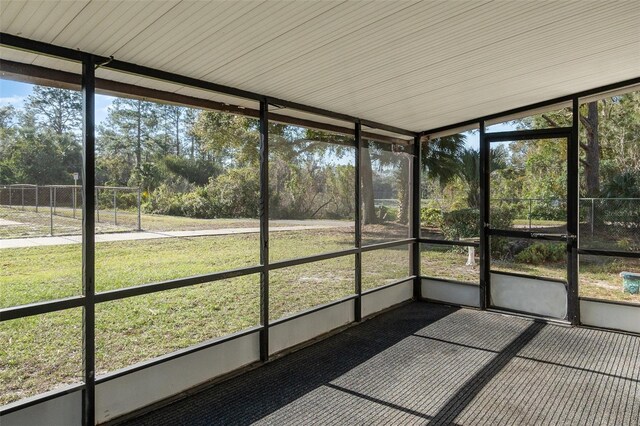 view of unfurnished sunroom