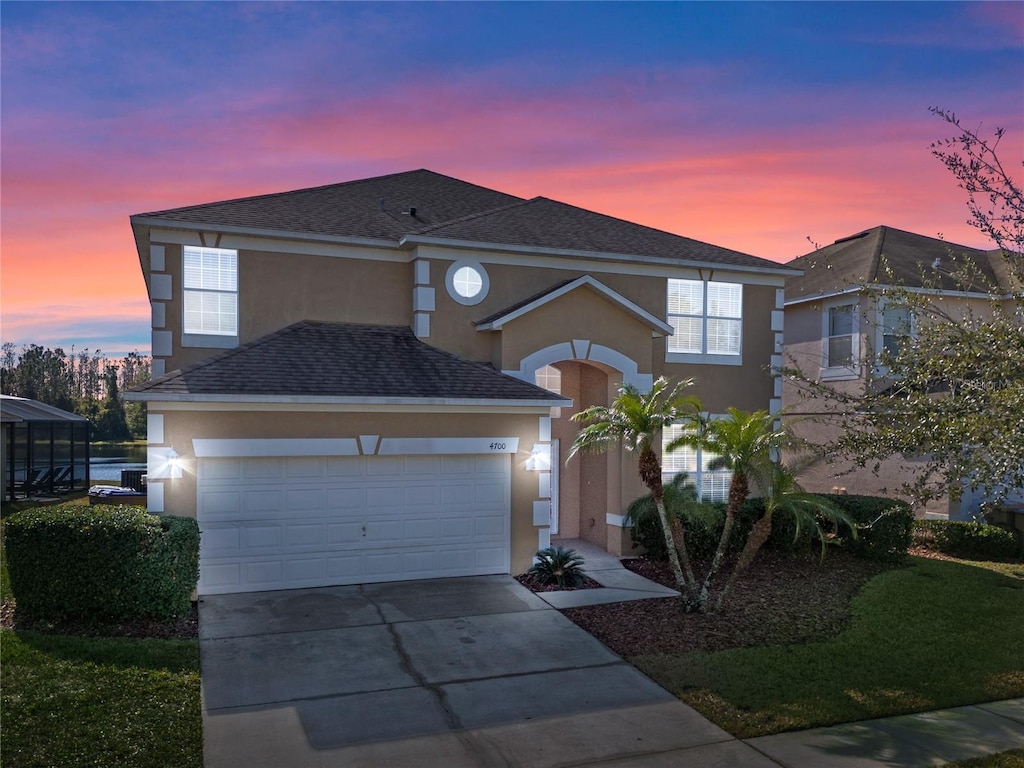 view of property with a garage