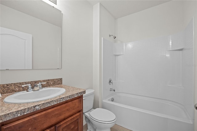 full bathroom featuring vanity, toilet, and shower / bathing tub combination