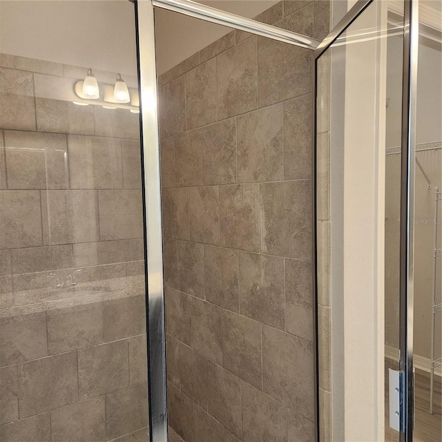 bathroom featuring a stall shower