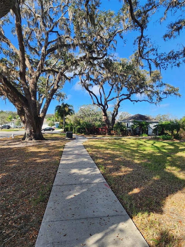 view of community featuring a lawn