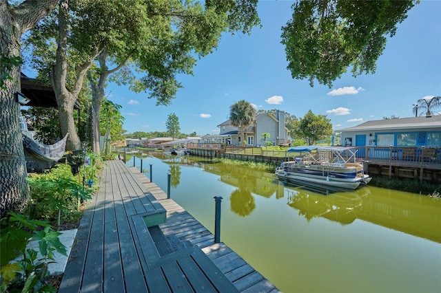 dock area featuring a water view