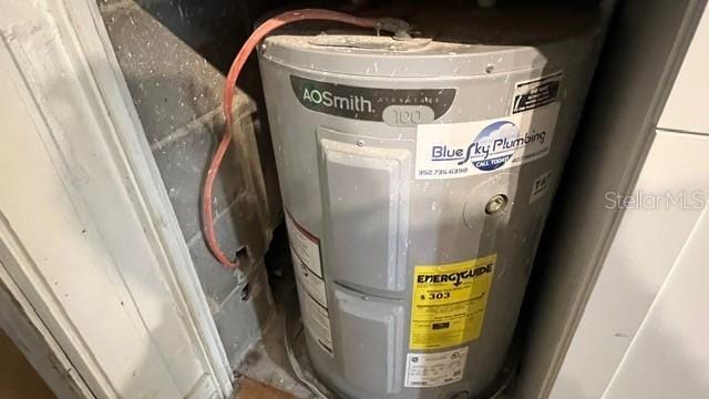 utility room with water heater