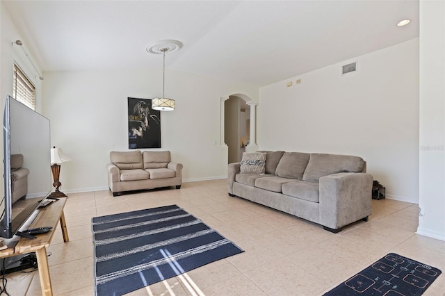 view of tiled living room