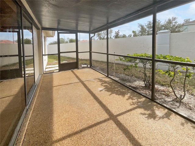 view of unfurnished sunroom