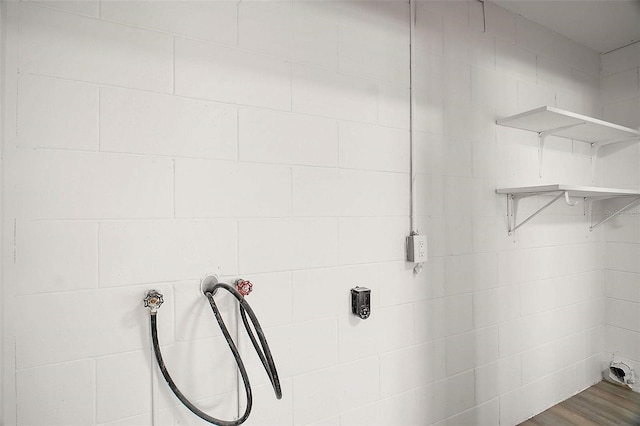 bathroom featuring wood-type flooring