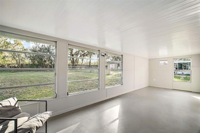 view of unfurnished sunroom