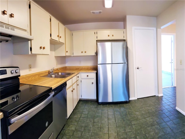 kitchen featuring white cabinetry, sink, and stainless steel appliances