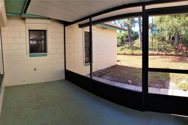 view of unfurnished sunroom