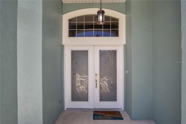 doorway to property with french doors