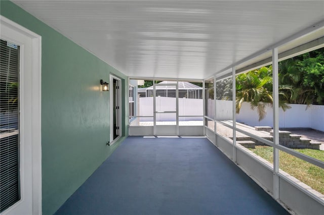 view of unfurnished sunroom