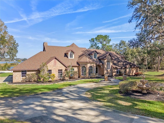 english style home featuring a front yard