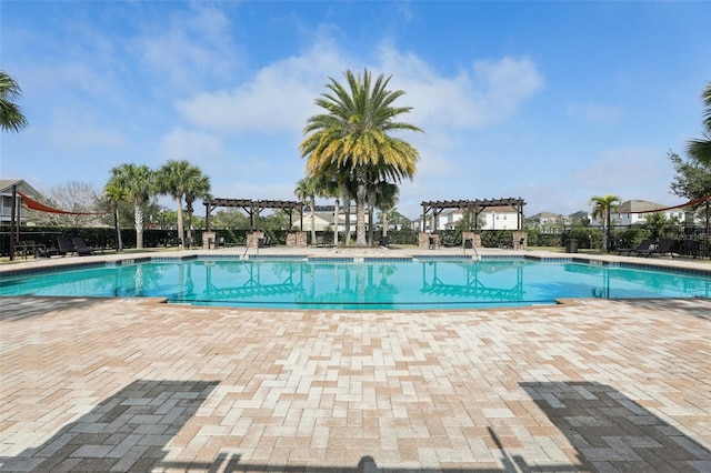 view of pool featuring a pergola