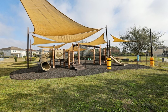 view of play area with a lawn