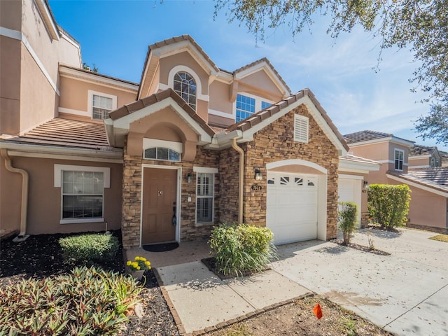 view of front of house with a garage