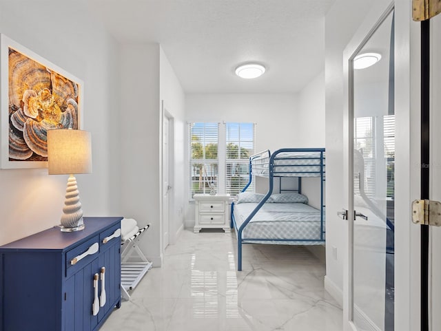 bedroom with a textured ceiling