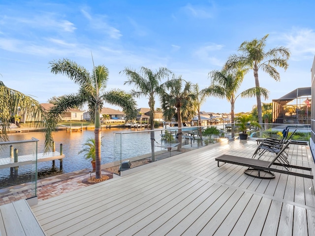 dock area featuring a water view