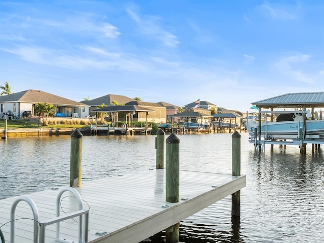 dock area featuring a water view