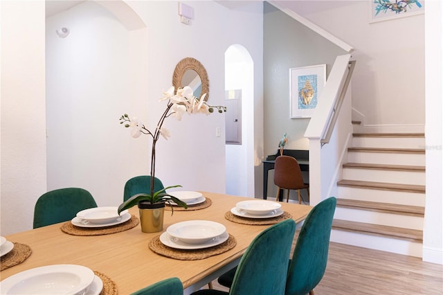 dining area with light wood-type flooring