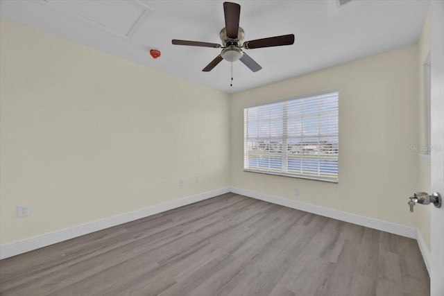 spare room featuring light hardwood / wood-style flooring