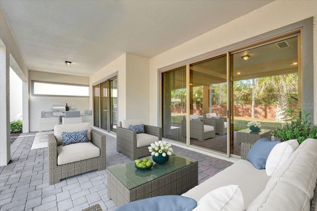 view of patio featuring an outdoor living space