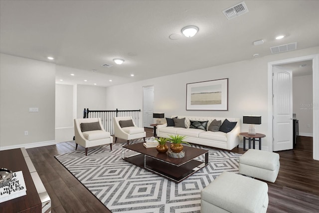 living room with hardwood / wood-style floors