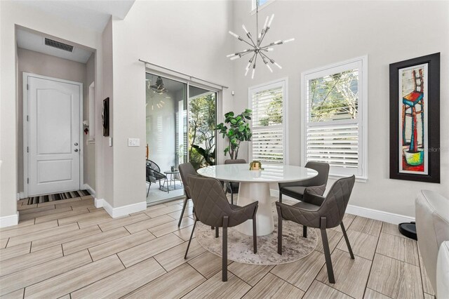 dining room with an inviting chandelier