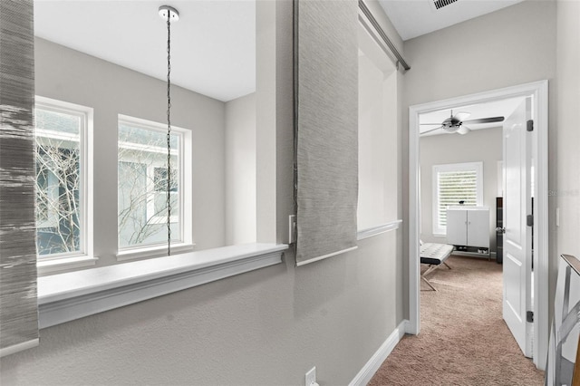 hallway featuring carpet