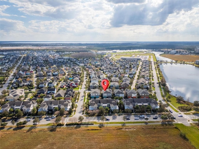 bird's eye view featuring a water view