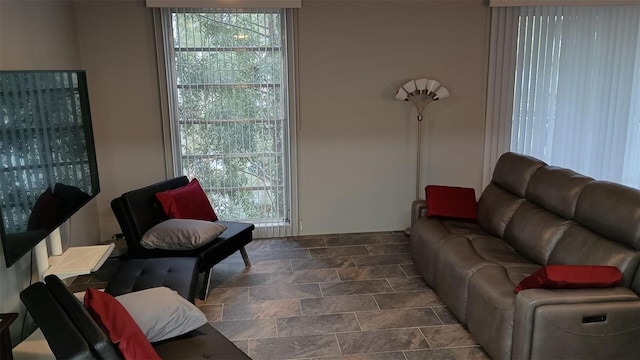 living room with plenty of natural light