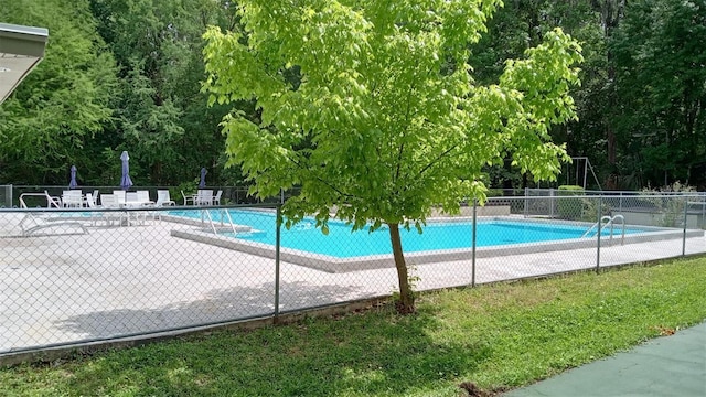 view of swimming pool with a patio area