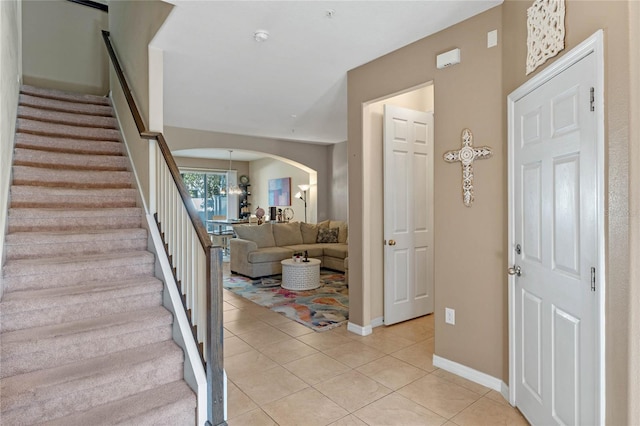 view of tiled foyer entrance