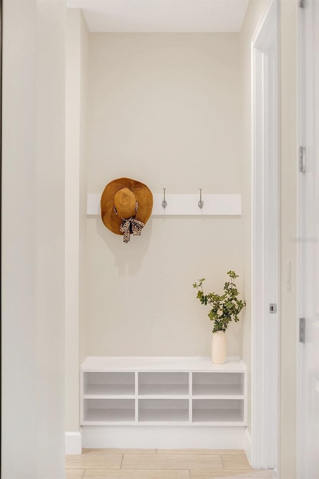 mudroom with light wood-type flooring