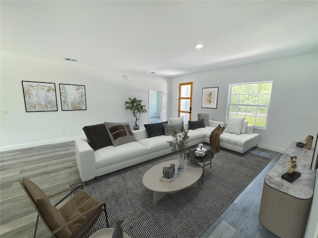 living room featuring hardwood / wood-style flooring