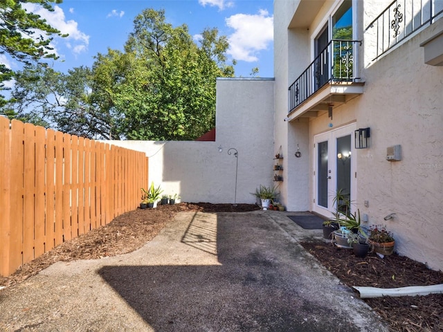 view of yard featuring french doors