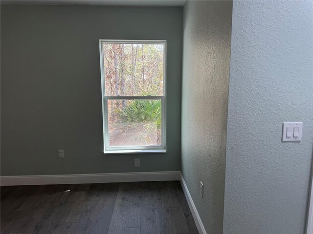 empty room featuring dark hardwood / wood-style flooring