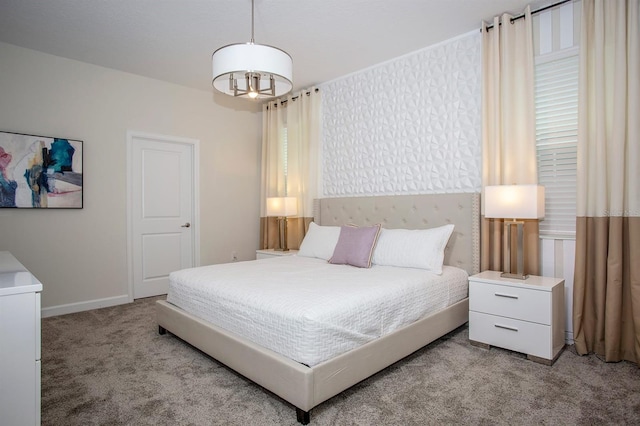 bedroom featuring light colored carpet