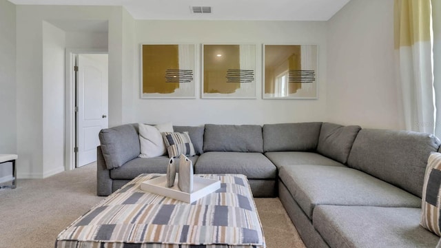 living room with light carpet