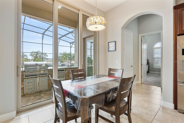 view of tiled dining space